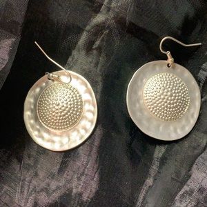 New textured round irregular silver earrings